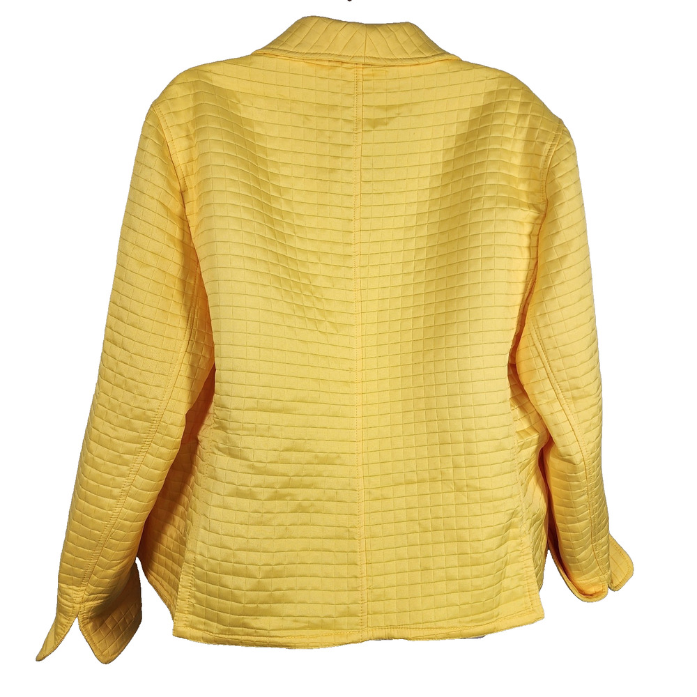 Harve Benard Womens Quilted Blazer 18W Yellow Cuffed Open Front Business Office - Picture 2 of 8